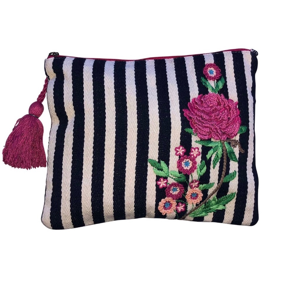 Striped Wristlet Clutch